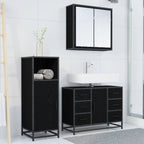 vidaXL Badezimmermöbel-Set 3 pcs Schwarz Eichen-Optik Holzwerkstoff