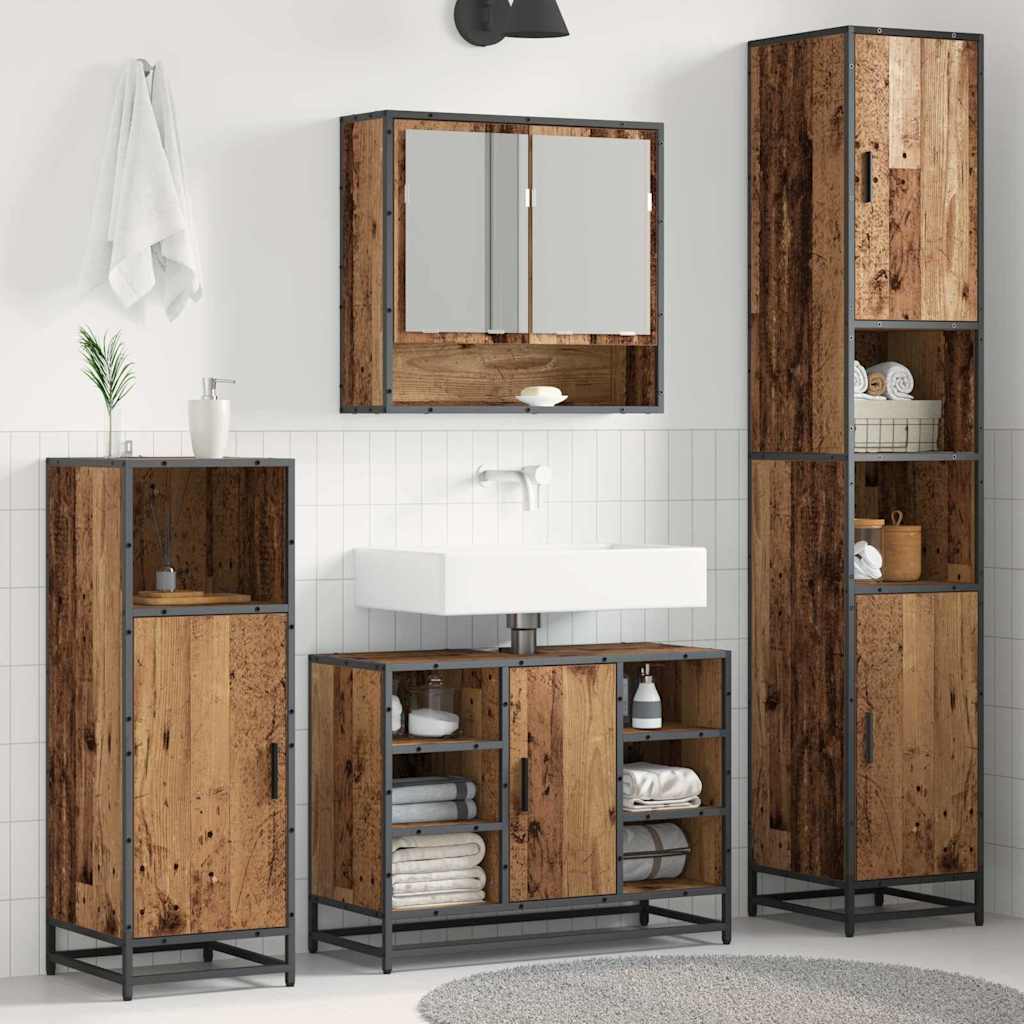 vidaXL Badezimmermöbel-Set Altholz 35 x 37,5 x 188,5 cm Holzwerkstoff