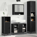vidaXL Badezimmermöbel-Set Schwarz Eichen-Optik 35 x 37,5 x 188,5 cm