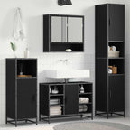 vidaXL Badezimmermöbel-Set Schwarz Eichen-Optik 35 x 37,5 x 188,5 cm