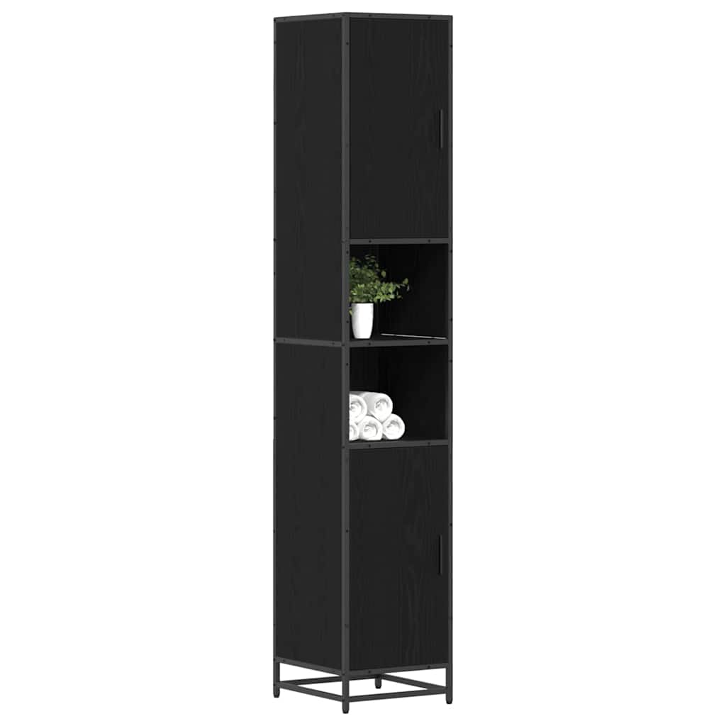 vidaXL Badezimmermöbel-Set Schwarz Eichen-Optik 35 x 37,5 x 188,5 cm
