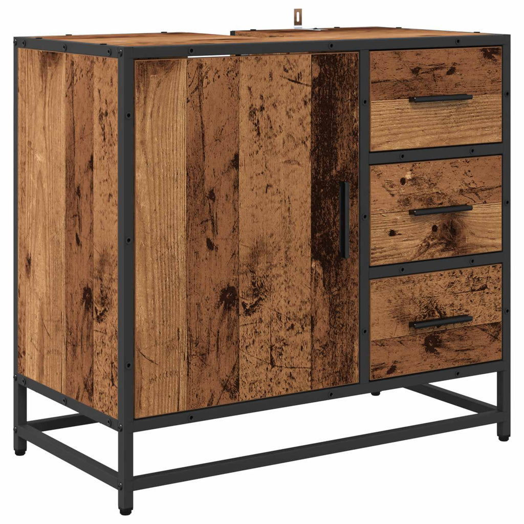 vidaXL Badezimmermöbel-Set mit Schubladen 2 pcs Altholz Holzwerkstoff