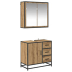 vidaXL Badezimmermöbel-Set mit Regal 2 pcs Artisan-Eiche Holzwerkstoff