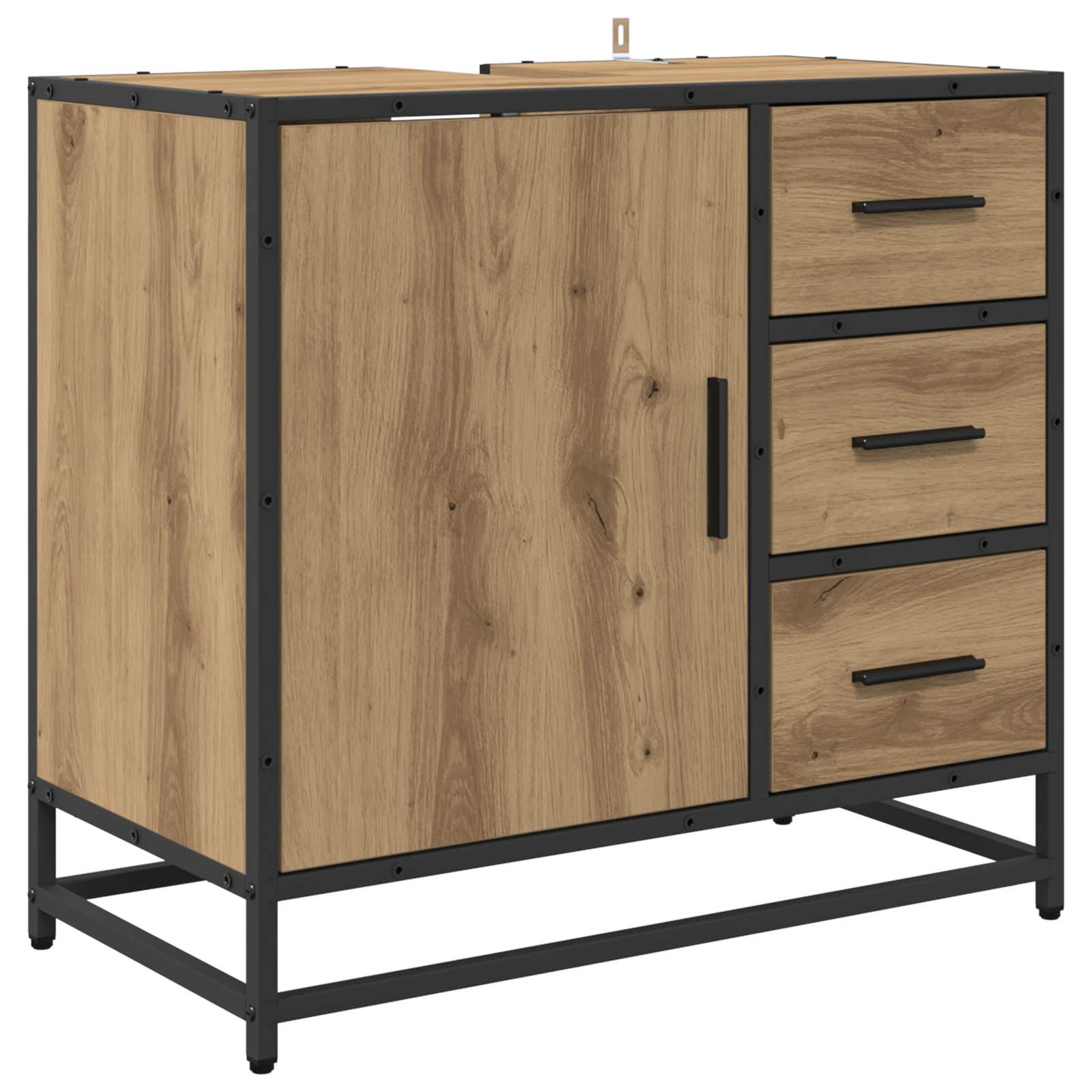vidaXL Badezimmermöbel-Set mit Regal 2 pcs Artisan-Eiche Holzwerkstoff