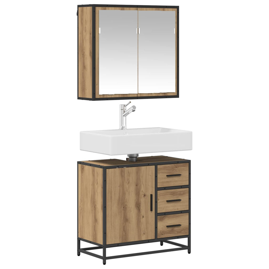 vidaXL Badezimmermöbel-Set mit Regal 2 pcs Artisan-Eiche Holzwerkstoff