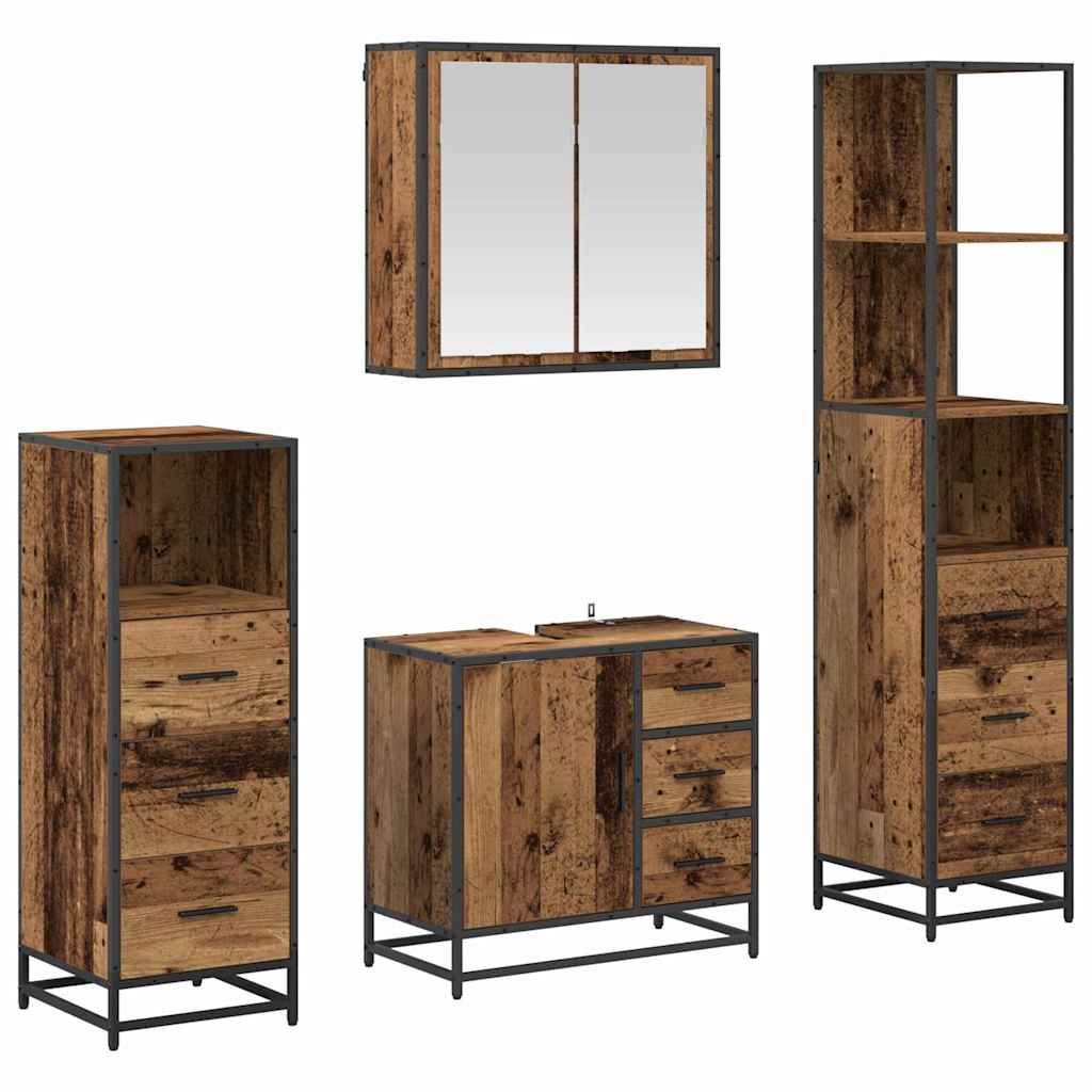 vidaXL Badezimmermöbel-Set mit Schubladen 4 pcs Altholz Holzwerkstoff