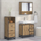 vidaXL Badezimmermöbel-Set mit Regal 3 pcs Artisan-Eiche Holzwerkstoff