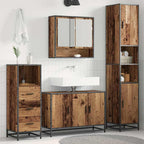 vidaXL Badezimmermöbel-Set mit Regal 3 pcs Altholz Holzwerkstoff