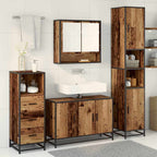 vidaXL Badezimmermöbel-Set mit Regal 3 pcs Altholz Holzwerkstoff