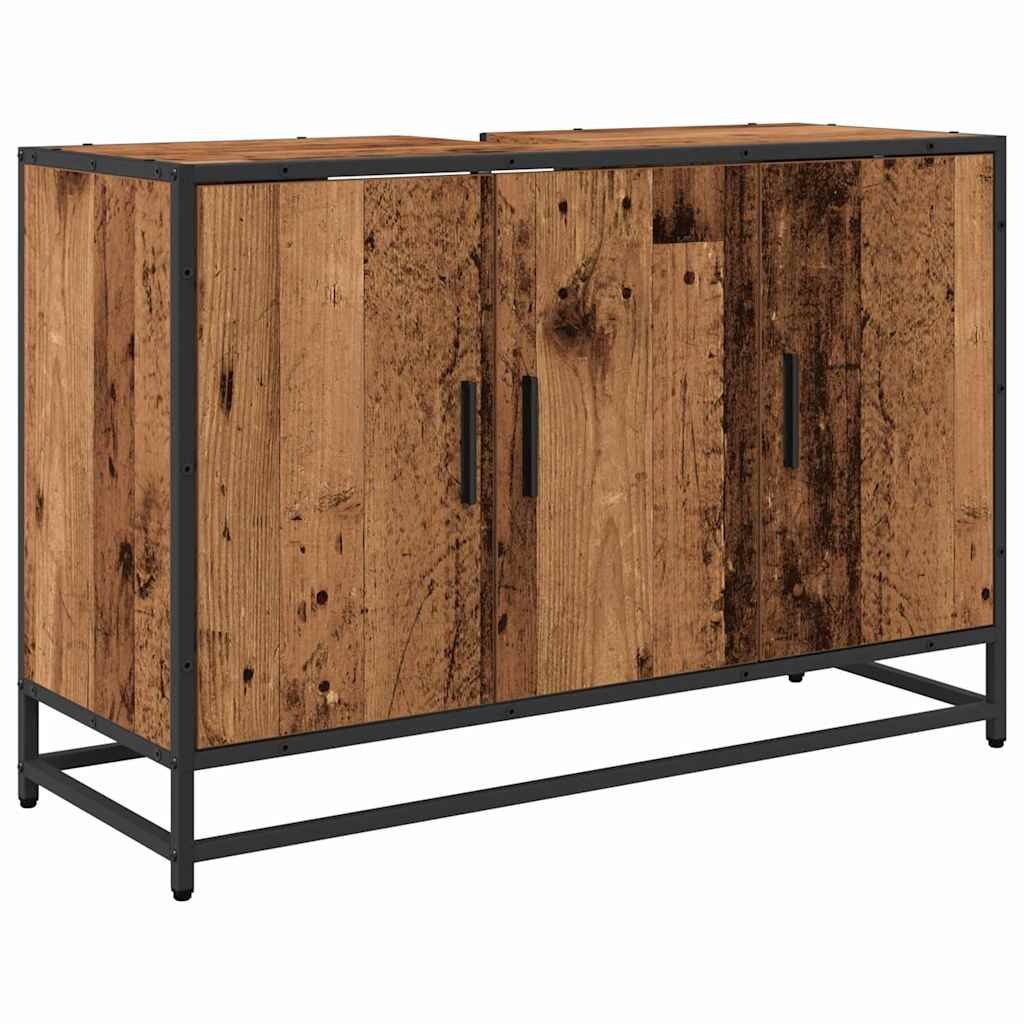 vidaXL Badezimmermöbel-Set mit Regal 3 pcs Altholz Holzwerkstoff