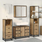 vidaXL Badezimmermöbel Set mit Tür 4 pcs Artisan-Eiche Holzwerkstoff