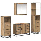 vidaXL Badezimmermöbel Set mit Tür 4 pcs Artisan-Eiche Holzwerkstoff