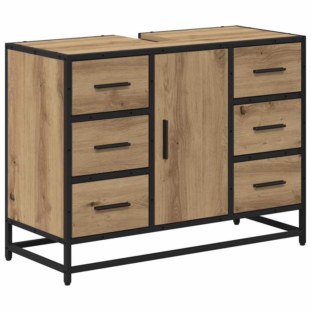 vidaXL Badezimmermöbel Set mit Tür 4 pcs Artisan-Eiche Holzwerkstoff