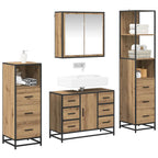 vidaXL Badezimmermöbel Set mit Tür 4 pcs Artisan-Eiche Holzwerkstoff