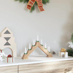 vidaXL Weihnachtskerzenbrücke mit 7 LEDs Braun 39,5 x 5 x 29 cm