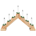 vidaXL Weihnachtskerzenbrücke mit 7 LEDs Braun 39,5 x 5 x 29 cm