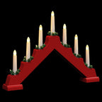 vidaXL Weihnachtskerzenbrücke mit 7 LEDs 3 pcs Rot 39,5 x 5 x 29 cm