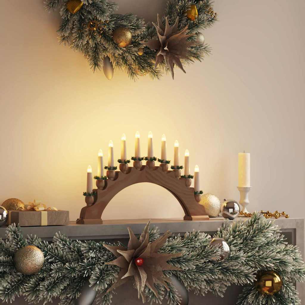 vidaXL Weihnachtskerzenbogen mit 10 LED Kerzen Braun 47 x 5 x 29 cm