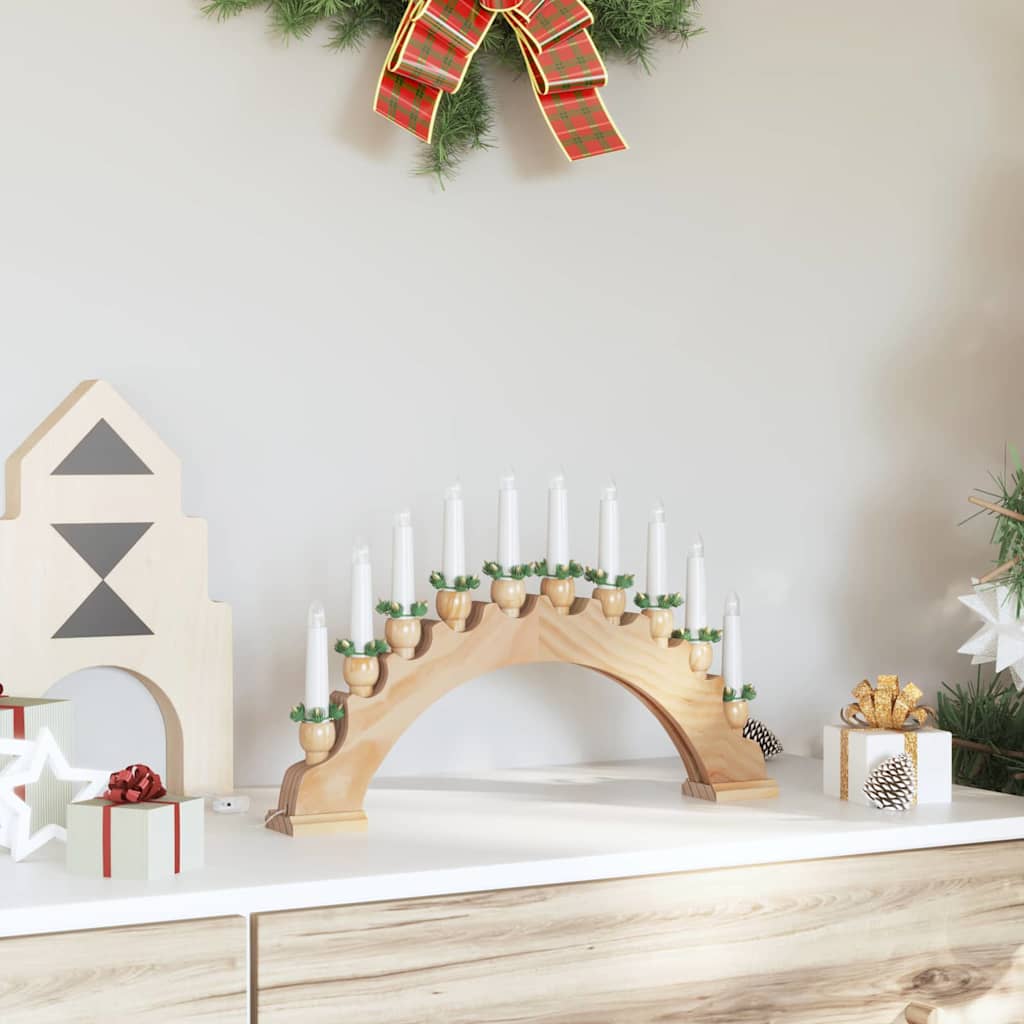 vidaXL Weihnachtskerzenbogen mit 10 LED Kerzen Braun 47 x 5 x 29 cm
