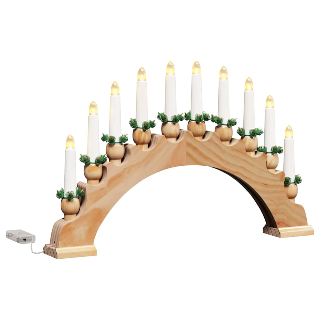 vidaXL Weihnachtskerzenbogen mit 10 LED Kerzen Braun 47 x 5 x 29 cm