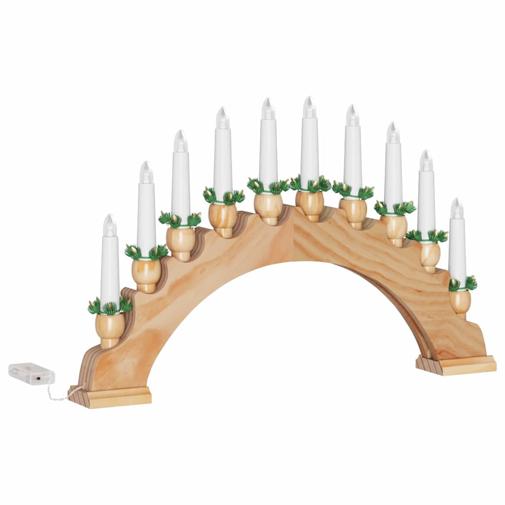 vidaXL Weihnachtskerzenbogen mit 10 LED Kerzen Braun 47 x 5 x 29 cm