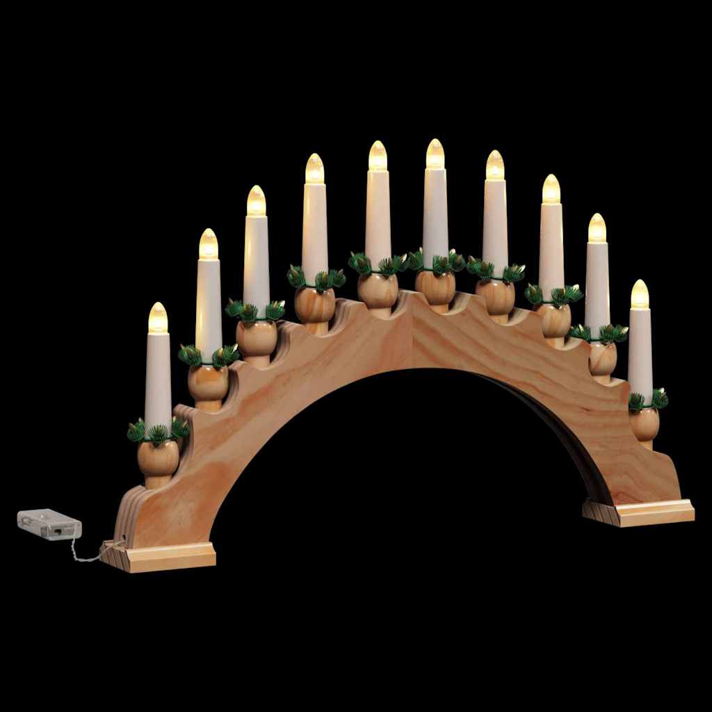 vidaXL Weihnachtskerzenbogen mit 10 LED Kerzen Braun 47 x 5 x 29 cm