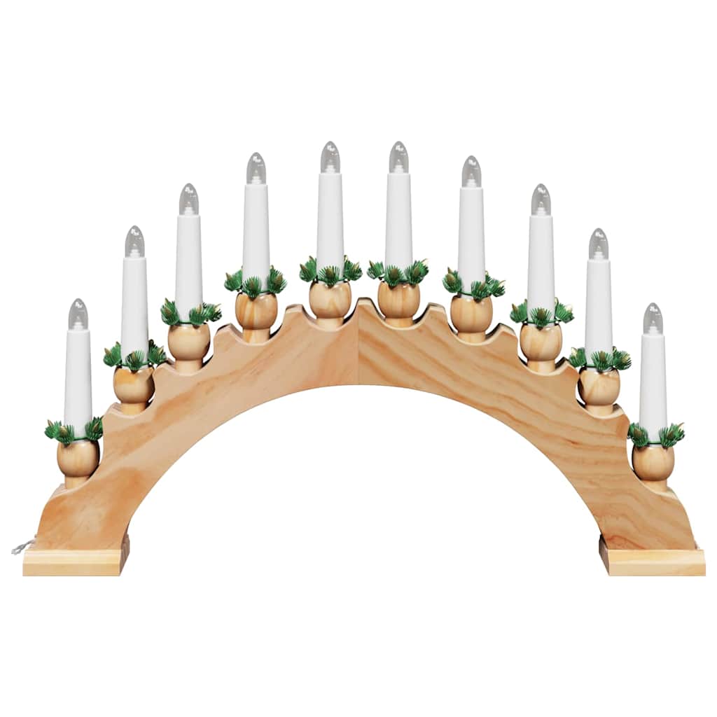 vidaXL Weihnachtskerzenbogen mit 10 LED Kerzen Braun 47 x 5 x 29 cm