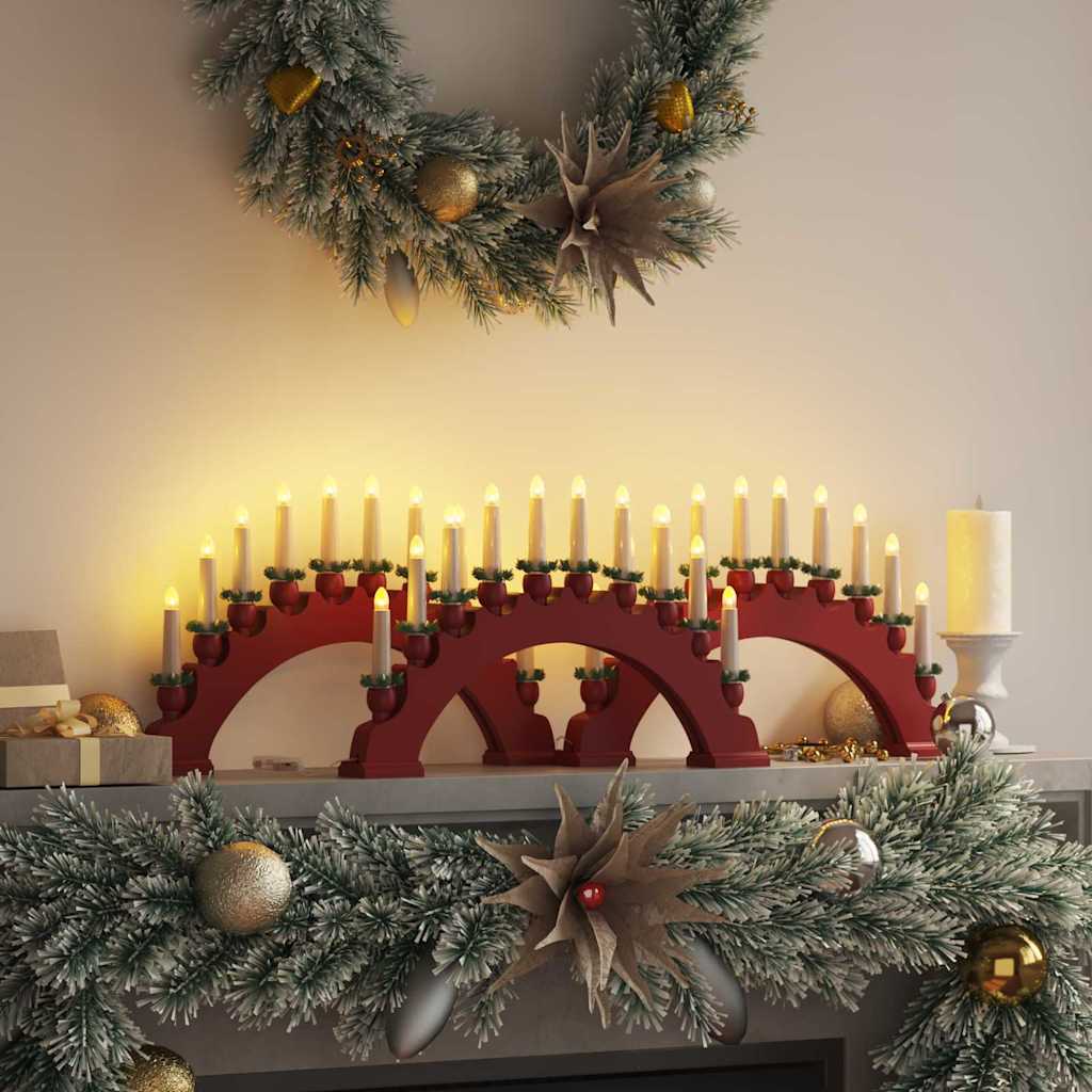 vidaXL Weihnachtskerzenbogen mit 10 LED Kerzen 3 pcs Rot