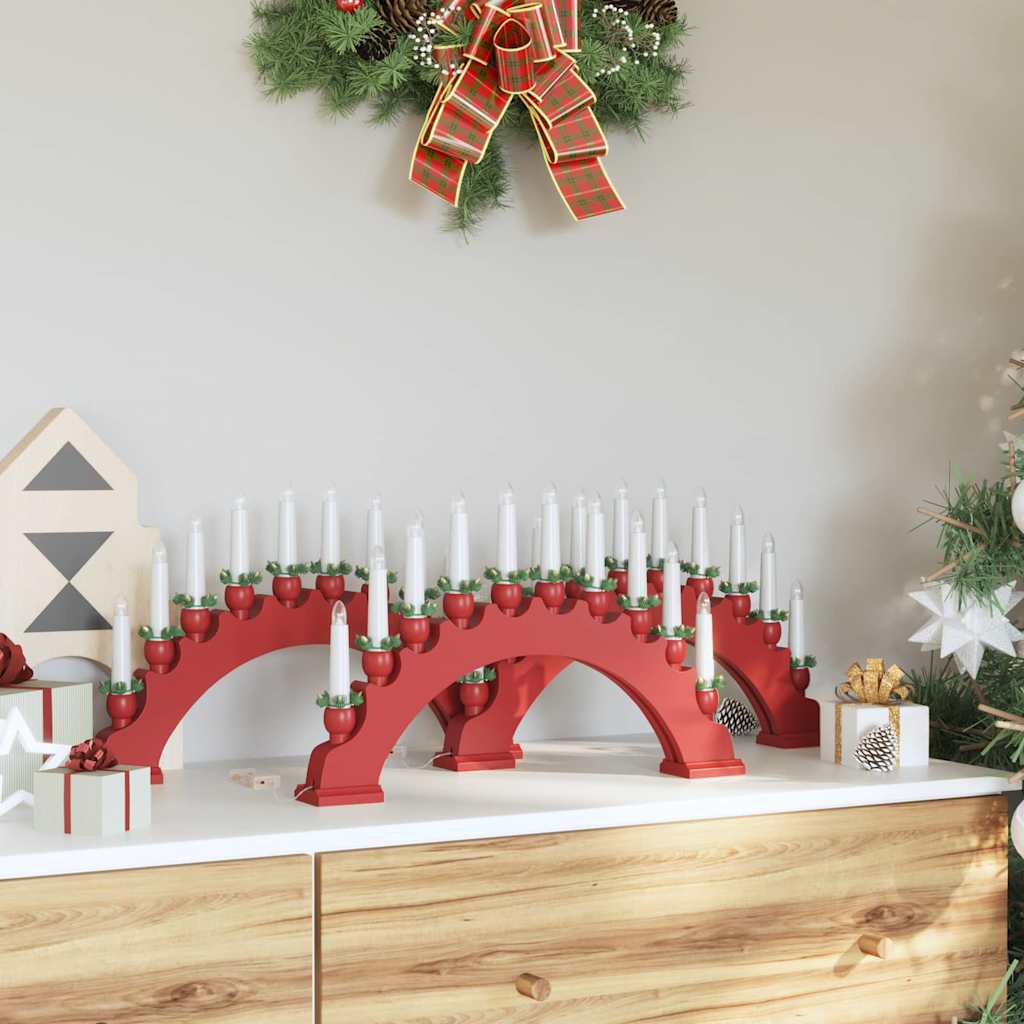 vidaXL Weihnachtskerzenbogen mit 10 LED Kerzen 3 pcs Rot
