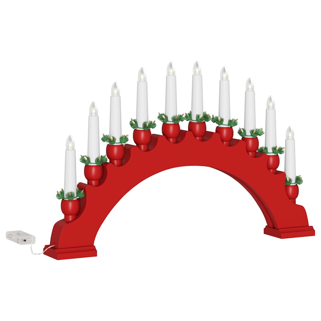 vidaXL Weihnachtskerzenbogen mit 10 LED Kerzen 3 pcs Rot