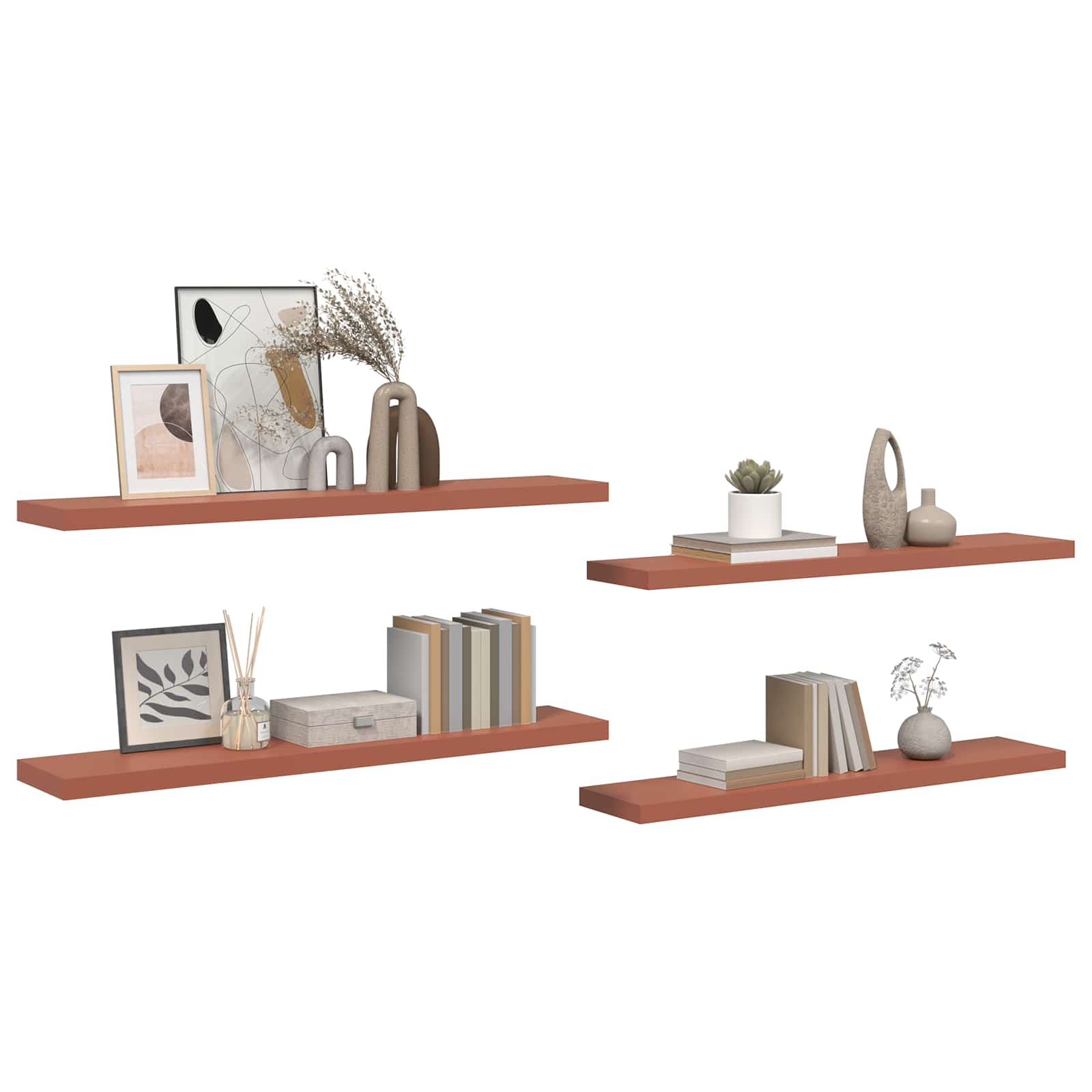 vidaXL Wandregal 4 pcs Rot 120 x 23,5 x 4 cm Holzwerkstoff