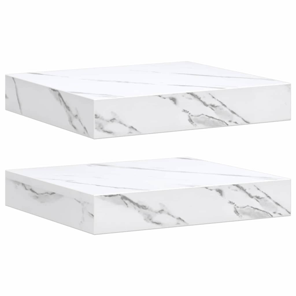 vidaXL Wandregal 2 pcs Weiß Marmor 23 x 23,5 x 4 cm Holzwerkstoff