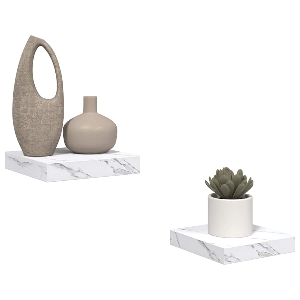 vidaXL Wandregal 2 pcs Weiß Marmor 23 x 23,5 x 4 cm Holzwerkstoff