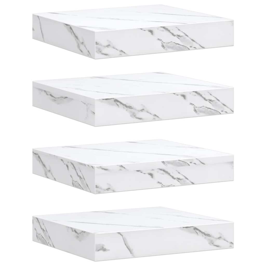 vidaXL Wandregal 4 pcs Weiß Marmor 23 x 23,5 x 4 cm Holzwerkstoff