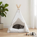 vidaXL Haustier-Tipi mit Kissen Weiß 40 x 40 x 50 cm Polyester