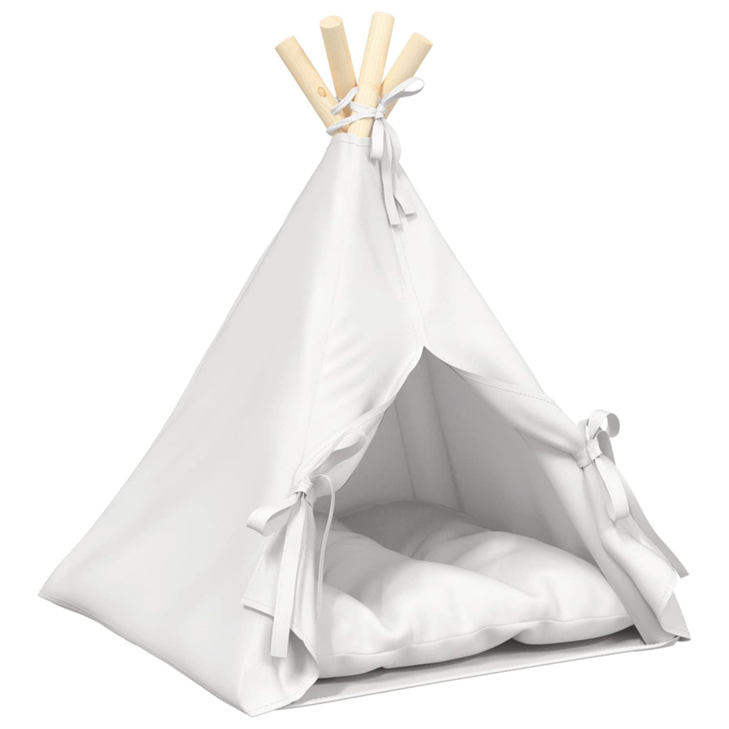 vidaXL Haustier-Tipi mit Kissen Weiß 40 x 40 x 50 cm Polyester