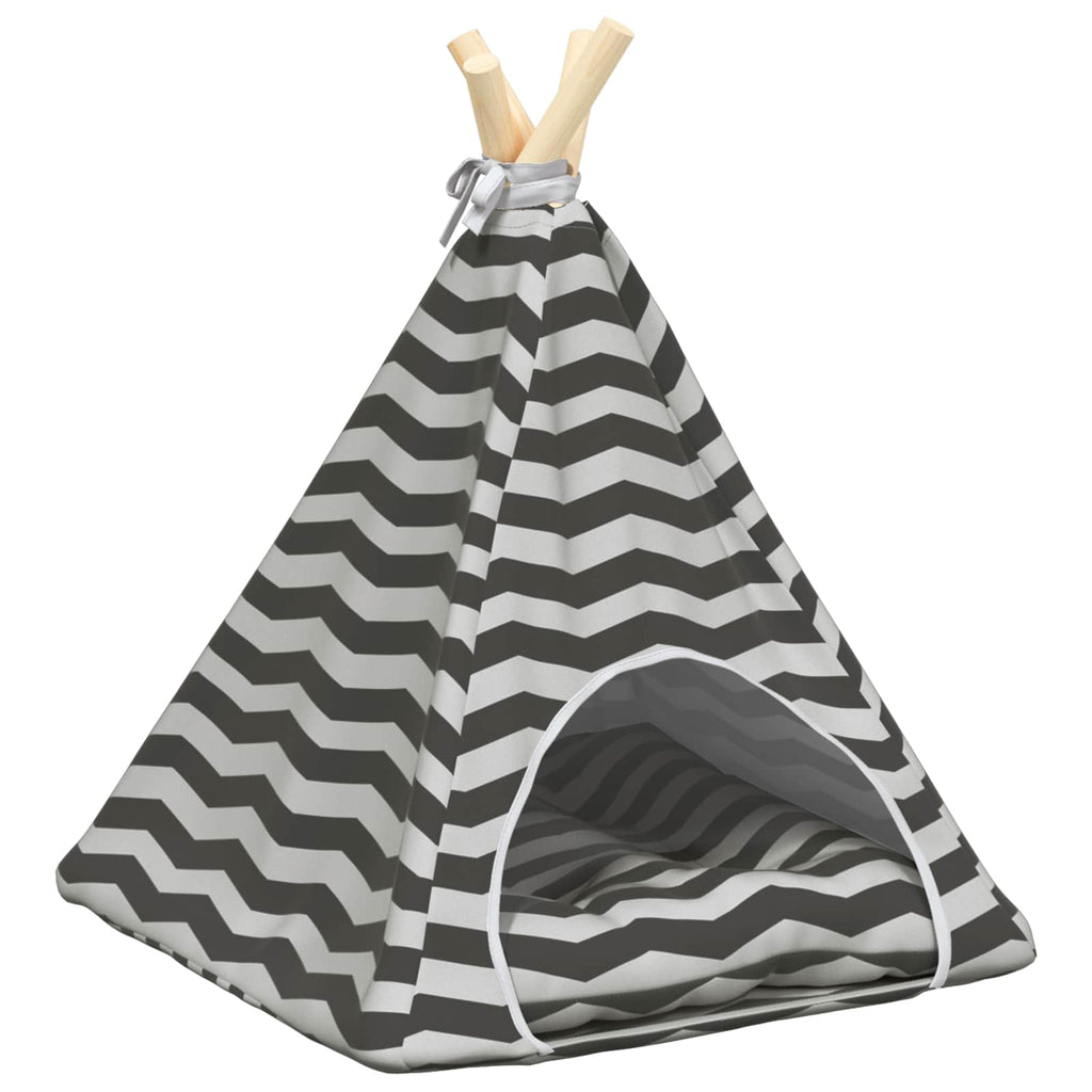 vidaXL Haustier-Tipi mit Kissen Weiß und Grau 40 x 40 x 50 cm
