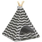 vidaXL Haustier-Tipi mit Kissen Weiß und Grau 40 x 40 x 50 cm