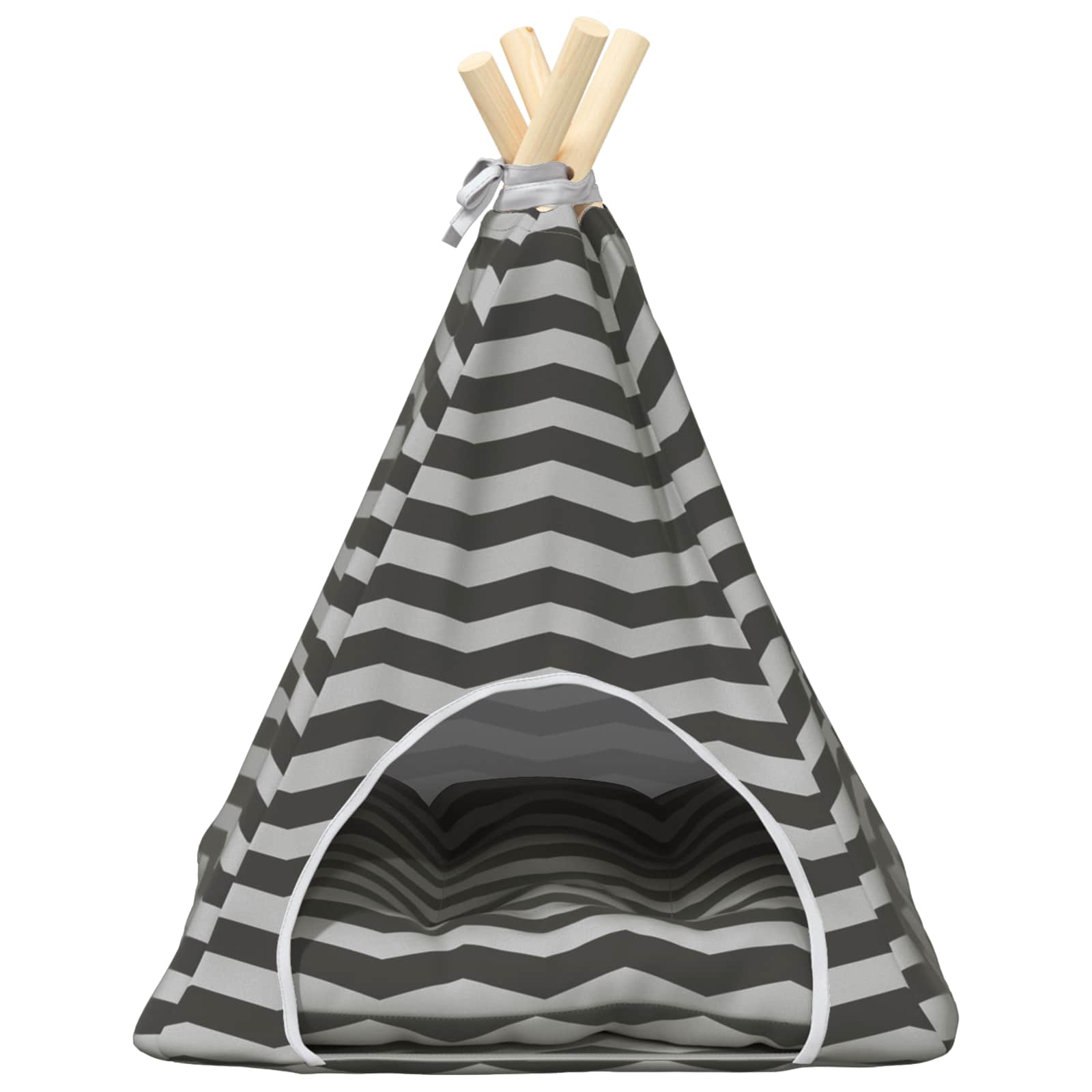 vidaXL Haustier-Tipi mit Kissen Weiß und Grau 40 x 40 x 50 cm