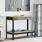 vidaXL Werkbank Schwarz 114 x 54 x 91 cm Sperrholz und Metall