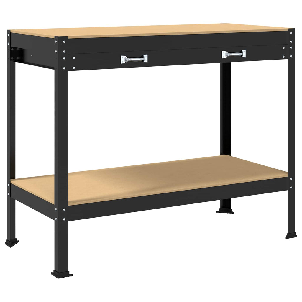vidaXL Werkbank Schwarz 114 x 54 x 91 cm Sperrholz und Metall
