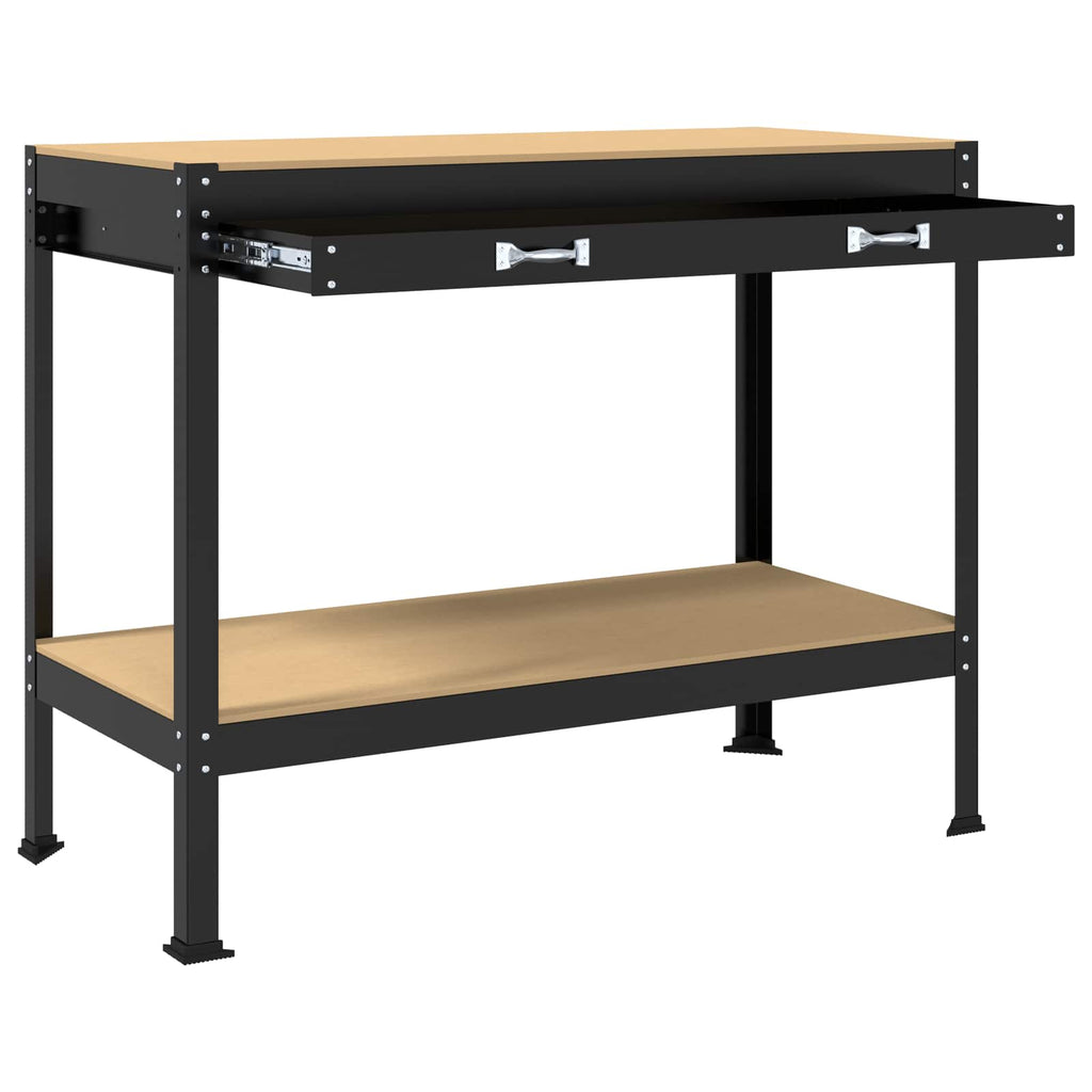 vidaXL Werkbank Schwarz 114 x 54 x 91 cm Sperrholz und Metall