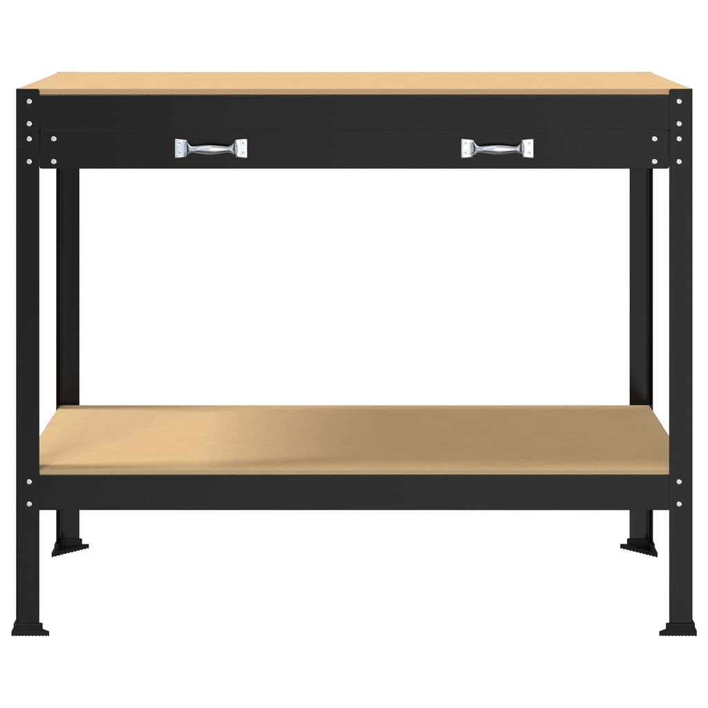 vidaXL Werkbank Schwarz 114 x 54 x 91 cm Sperrholz und Metall