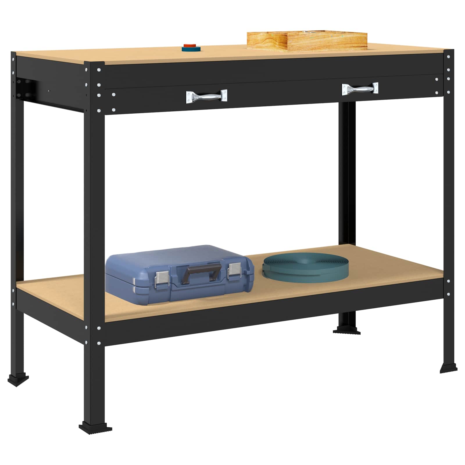 vidaXL Werkbank Schwarz 114 x 54 x 91 cm Sperrholz und Metall