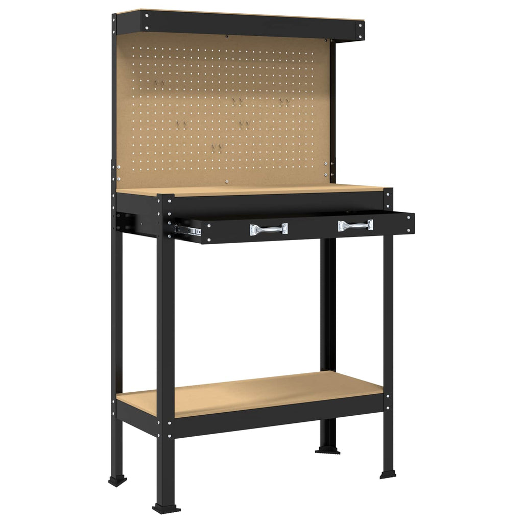 vidaXL Werkbank Schwarz 81 x 41 x 145 cm Holzwerkstoff und Metall