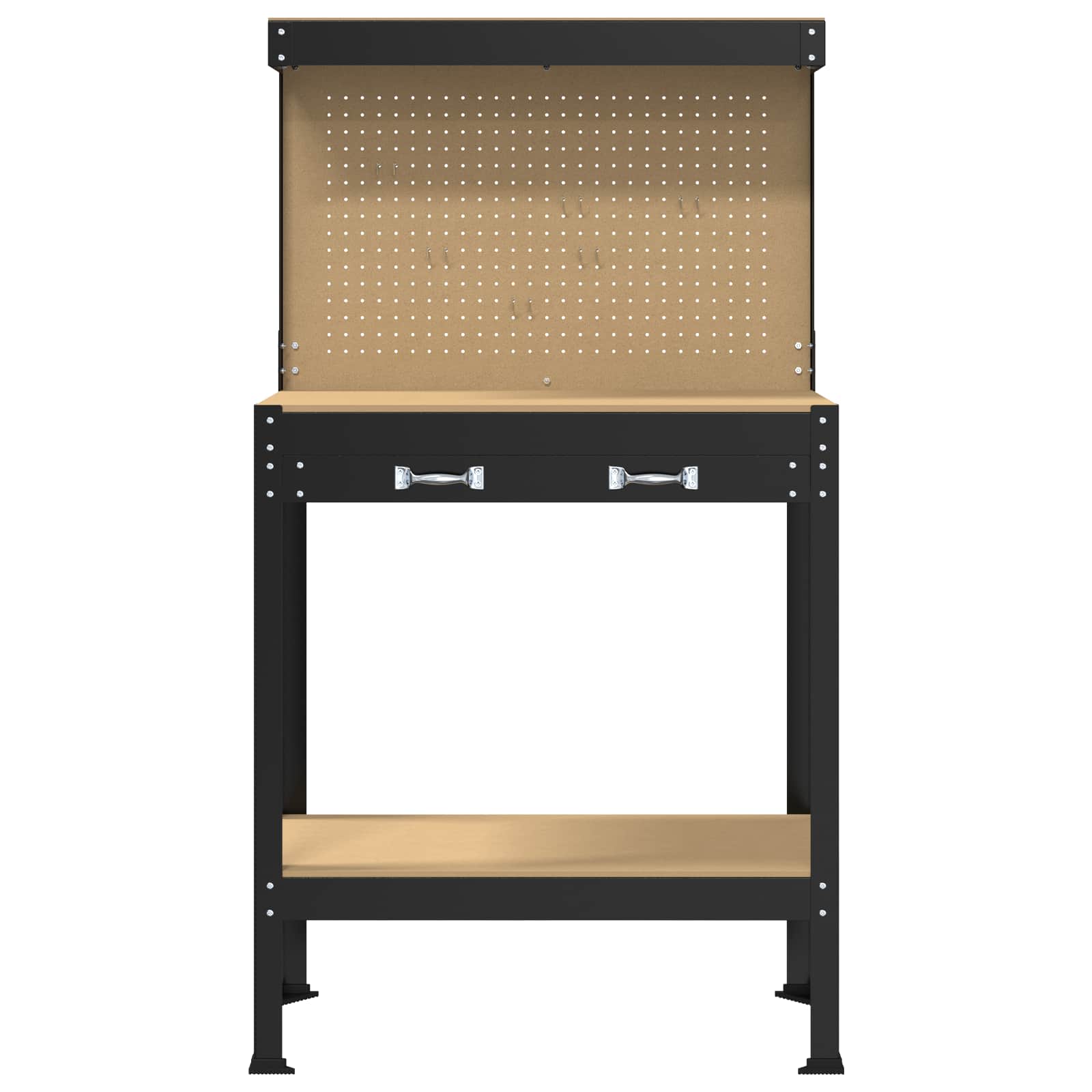 vidaXL Werkbank Schwarz 81 x 41 x 145 cm Holzwerkstoff und Metall