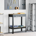 vidaXL Werkbank mit Regal Schwarz 80 x 40 x 91 cm Sperrholz und Metall