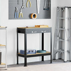 vidaXL Werkbank mit Regal Schwarz 80 x 40 x 91 cm Sperrholz und Metall