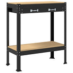 vidaXL Werkbank mit Regal Schwarz 80 x 40 x 91 cm Sperrholz und Metall