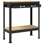 vidaXL Werkbank mit Regal Schwarz 80 x 40 x 91 cm Sperrholz und Metall